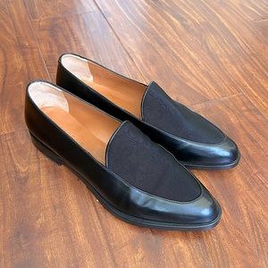 Robert Clergerie Paris Black Leather Loafers with Grosgrain EU 38.5 US 7.5-8